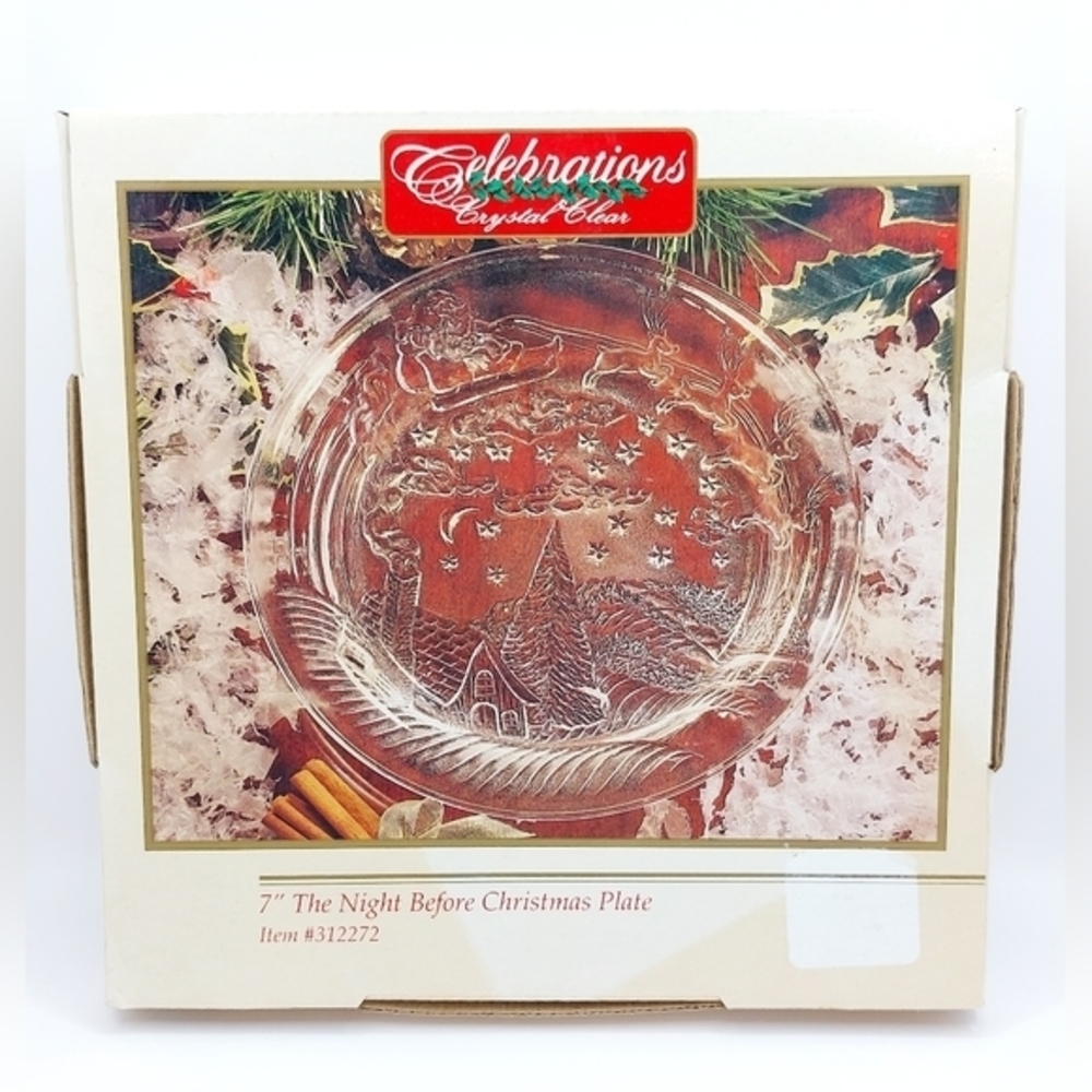 Celebrations The Night Before Christmas Holiday Crystal‎ Decoration Plate 7in
